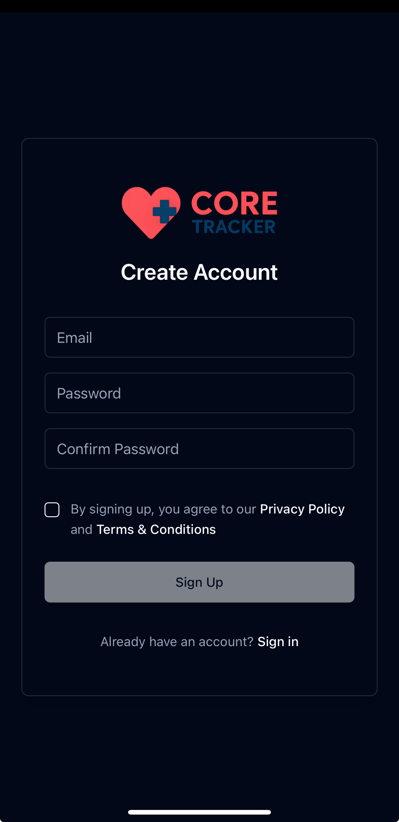 Create Account Screen