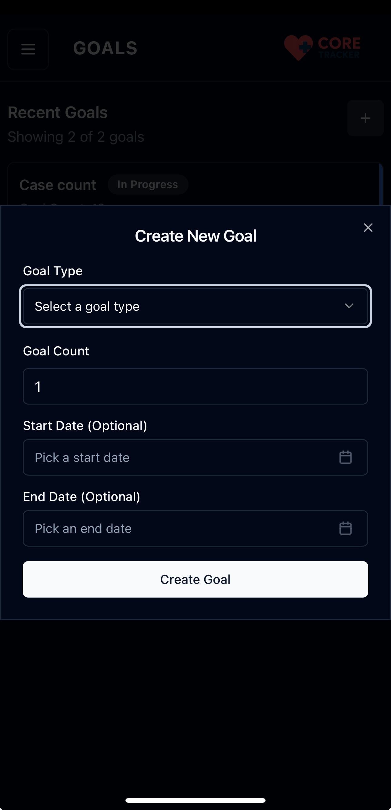 Create New Goal Form