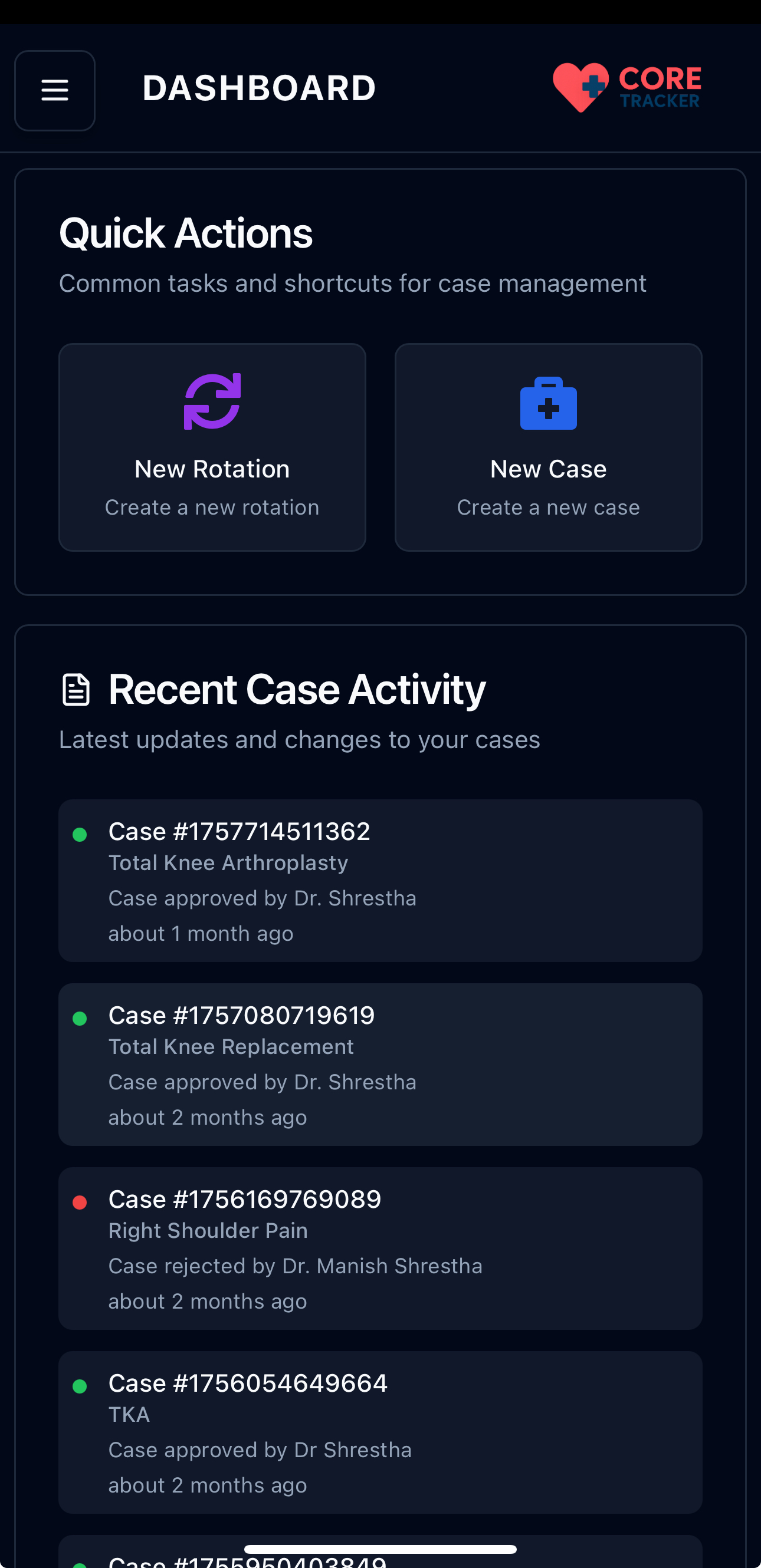 Dashboard Quick Actions