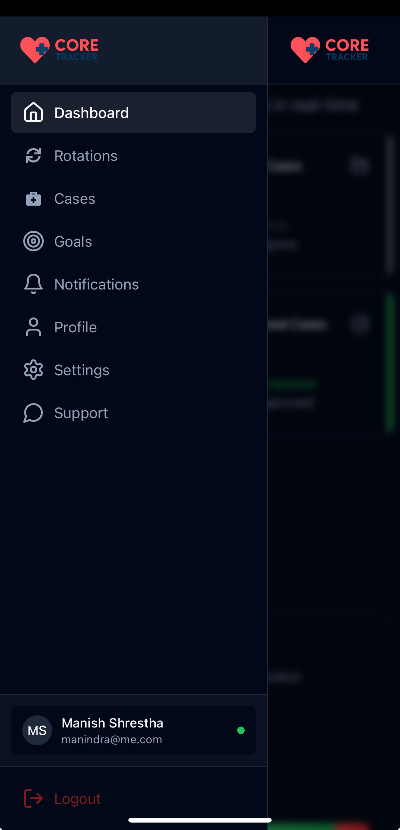 Rotations Page with Menu
